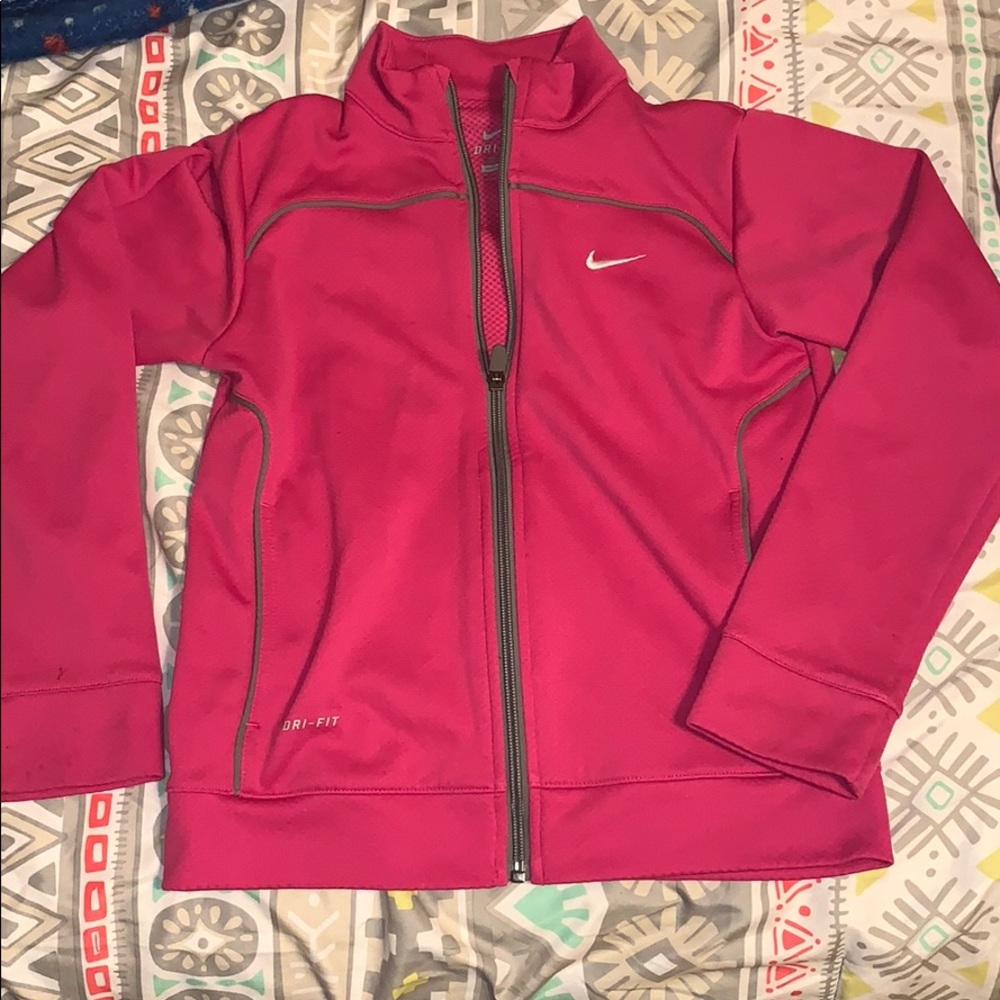 Hot pink girls Nike dry fit soft track jacket sz L